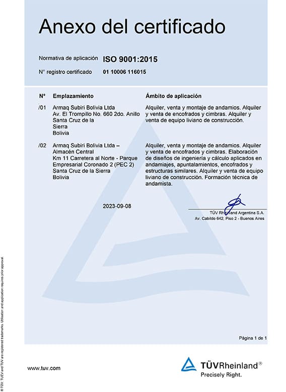 Cert 9001 2023 Anexo ES Armaq