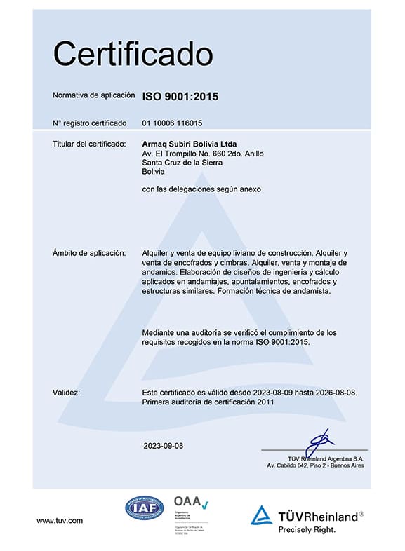 Cert 9001 2023 Main ES Armaq