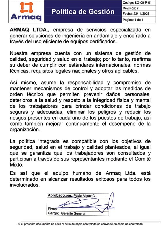 SG 00 P 01 POLITICA Rev 07 Armaq